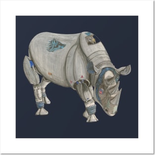 Crash of Rhinos Mechanical Rhino Electric Wolf Posters and Art